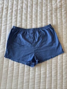 Reformation Blue Scallop-Hem Shorts